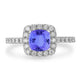 1.65ct SQ. Cushion Tanzanite Ring with 0.36 cttw Diamond