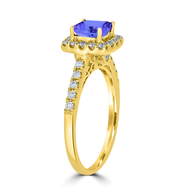 1.65ct SQ. Cushion Tanzanite Ring with 0.36 cttw Diamond