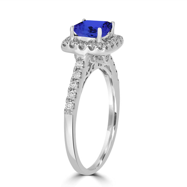 1.65ct SQ. Cushion Tanzanite Ring with 0.36 cttw Diamond