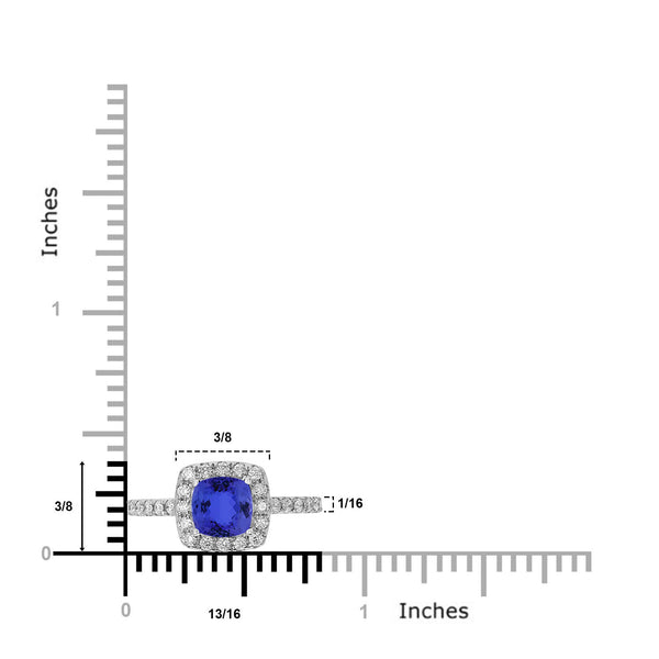 1.65ct SQ. Cushion Tanzanite Ring with 0.36 cttw Diamond