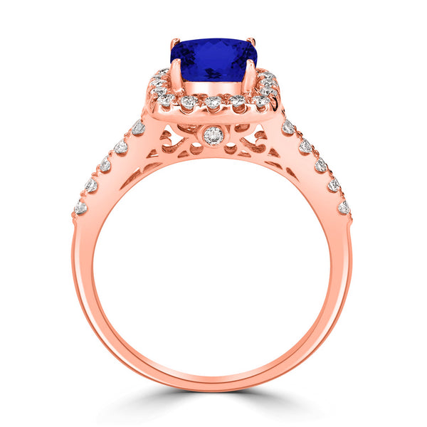 1.65ct SQ. Cushion Tanzanite Ring with 0.36 cttw Diamond