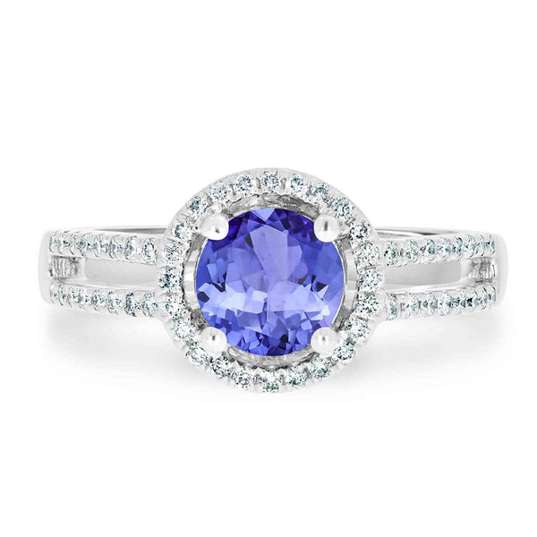 1.15ct Round Tanzanite Ring with 0.25 cttw Diamond