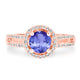 1.15ct Round Tanzanite Ring with 0.25 cttw Diamond