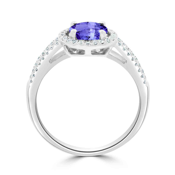 1.15ct Round Tanzanite Ring with 0.25 cttw Diamond