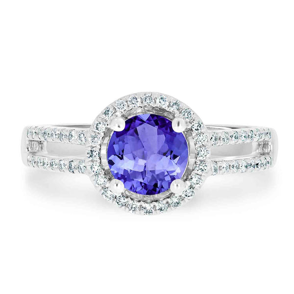 1.15ct Round Tanzanite Ring with 0.25 cttw Diamond