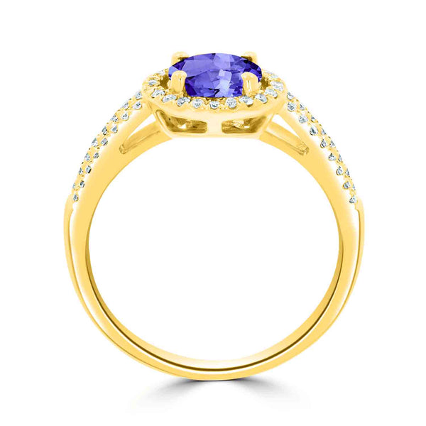 1.15ct Round Tanzanite Ring with 0.25 cttw Diamond