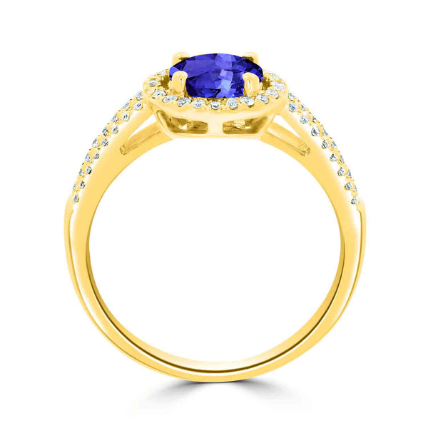 1.15ct Round Tanzanite Ring with 0.25 cttw Diamond