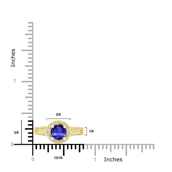 1.15ct Round Tanzanite Ring with 0.25 cttw Diamond