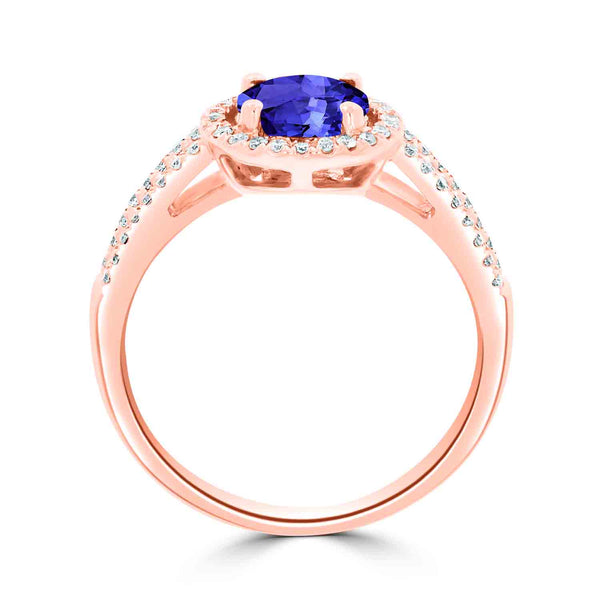 1.15ct Round Tanzanite Ring with 0.25 cttw Diamond