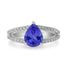 1.65ct Pear Shape Tanzanite Ring with 0.28 Diamond