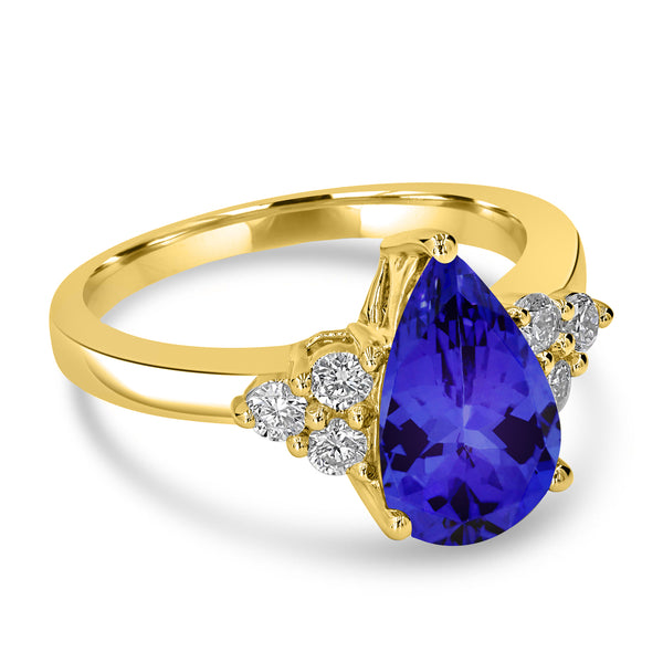 2.9ct Pear Tanzanite Ring with 0.34 cttw Diamond