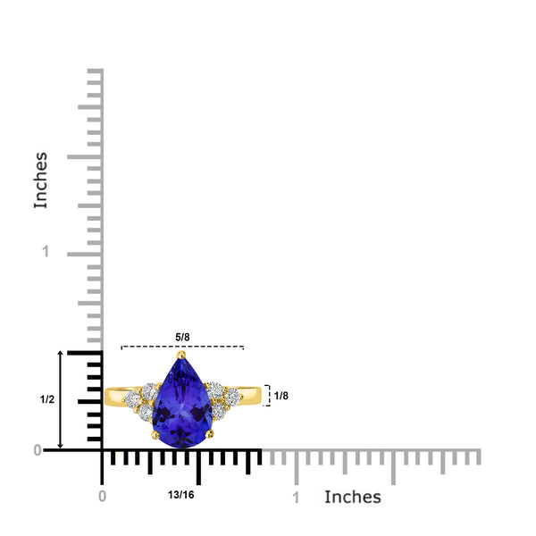 2.9ct Pear Tanzanite Ring with 0.34 cttw Diamond