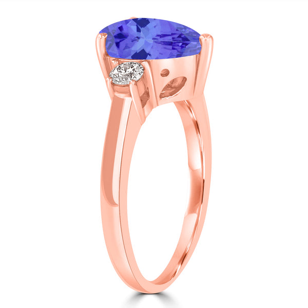 2.25ct Pear Tanzanite Ring with 0.29 cttw Diamond