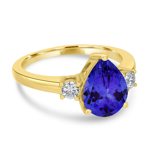 2.25ct Pear Tanzanite Ring with 0.29 cttw Diamond