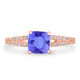 8.5ct SQ. Cushion Tanzanite Ring with 0.22 cttw Diamond