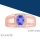 0.98ct Cushion Tanzanite Ring with 0.27 cttw Diamond