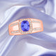 0.98ct Cushion Tanzanite Ring with 0.27 cttw Diamond