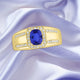 0.98ct Cushion Tanzanite Ring with 0.27 cttw Diamond
