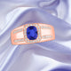 0.98ct Cushion Tanzanite Ring with 0.27 cttw Diamond