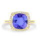 4.7ct SQ. Cushion Tanzanite Ring with 0.25 cttw Diamond