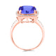 4.7ct SQ. Cushion Tanzanite Ring with 0.25 cttw Diamond