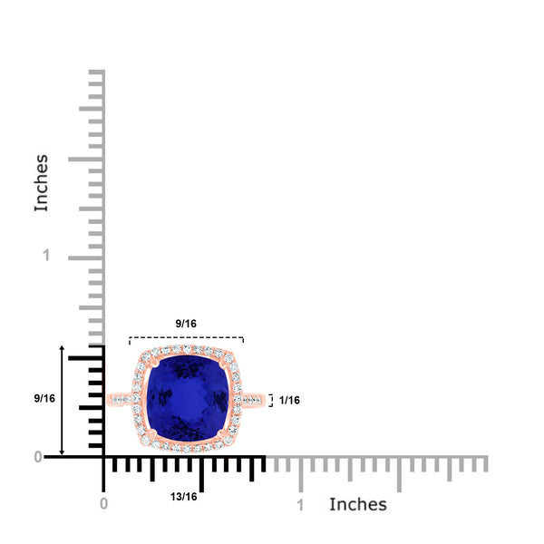 4.7ct SQ. Cushion Tanzanite Ring with 0.25 cttw Diamond