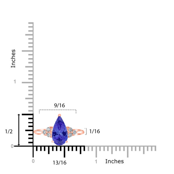 2.6ct Pear Tanzanite Ring with 0.11 cttw Diamond