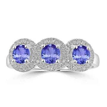 0.78ct Round Tanzanite Ring with 0.18 cttw Diamond