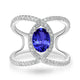1.8ct Oval Tanzanite Ring with 0.47 cttw Diamond
