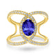 1.8ct Oval Tanzanite Ring with 0.47 cttw Diamond