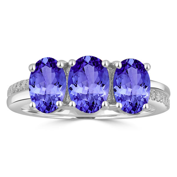 2.28ct Oval Tanzanite Ring with 0.09 cttw Diamond