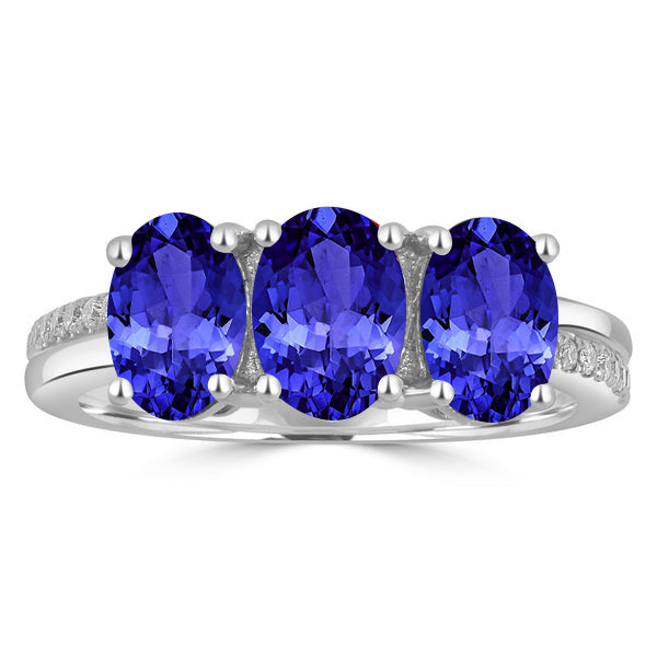 2.28ct Oval Tanzanite Ring with 0.09 cttw Diamond