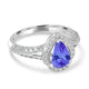 1.3ct Pear Tanzanite Ring with 0.43 cttw Diamond