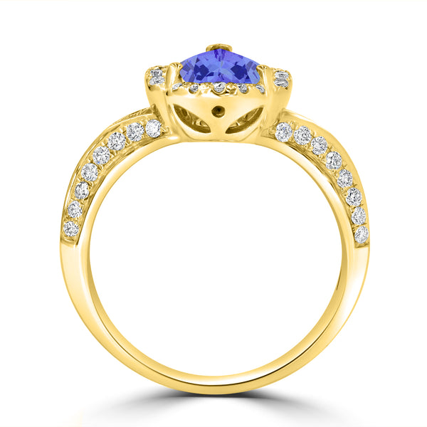 1.3ct Pear Tanzanite Ring with 0.43 cttw Diamond