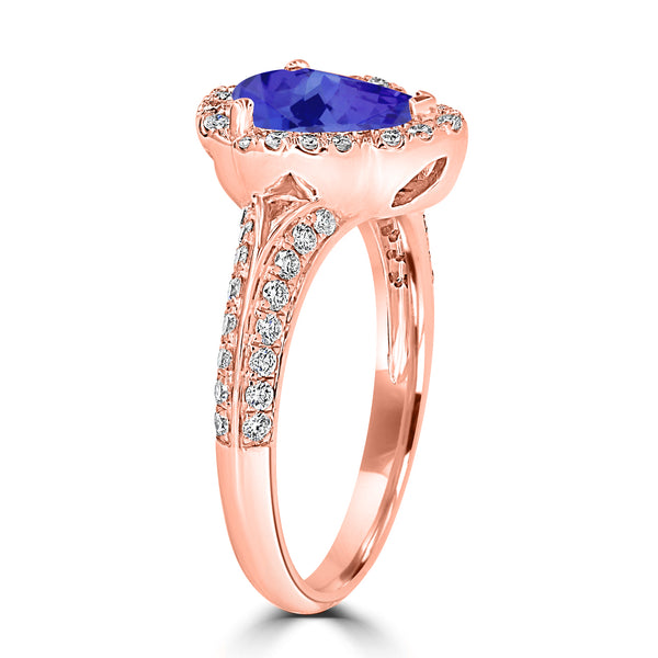 1.3ct Pear Tanzanite Ring with 0.43 cttw Diamond