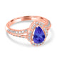 1.3ct Pear Tanzanite Ring with 0.43 cttw Diamond