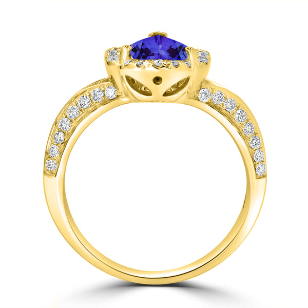 1.3ct Pear Tanzanite Ring with 0.43 cttw Diamond