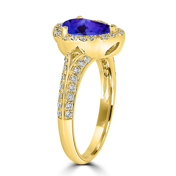 1.3ct Pear Tanzanite Ring with 0.43 cttw Diamond