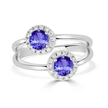 1.12ct Round Tanzanite Ring with 0.19 cttw Diamond
