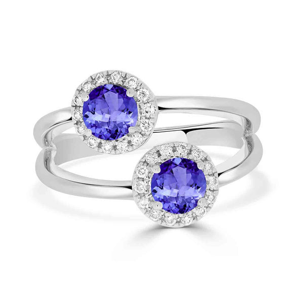 0.56ct Round Tanzanite Ring with 0.19 cttw Diamond