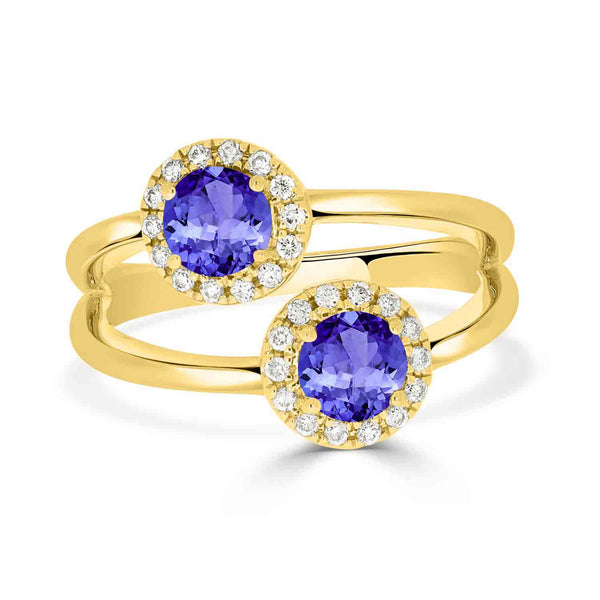 0.56ct Round Tanzanite Ring with 0.19 cttw Diamond