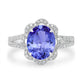 3.9ct Oval Tanzanite Ring with 0.49 cttw Diamond