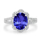 3.9ct Oval Tanzanite Ring with 0.49 cttw Diamond