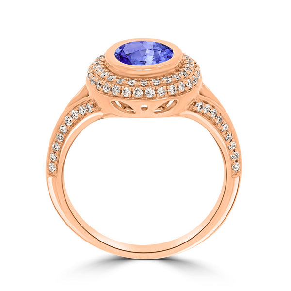 1ct Oval Tanzanite Ring with 0.4 cttw Diamond