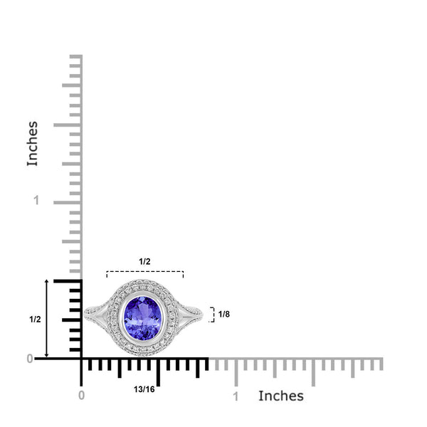 1ct Oval Tanzanite Ring with 0.4 cttw Diamond