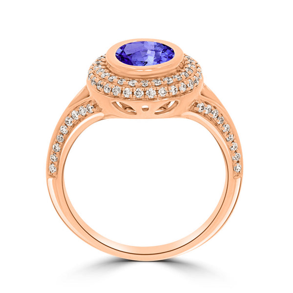 1ct Oval Tanzanite Ring with 0.4 cttw Diamond