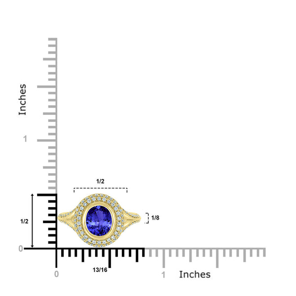 1ct Oval Tanzanite Ring with 0.4 cttw Diamond