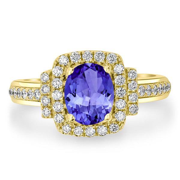 1.2ct Oval Tanzanite Ring with 0.41 cttw Diamond