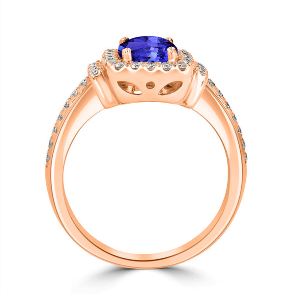 1.2ct Oval Tanzanite Ring with 0.41 cttw Diamond