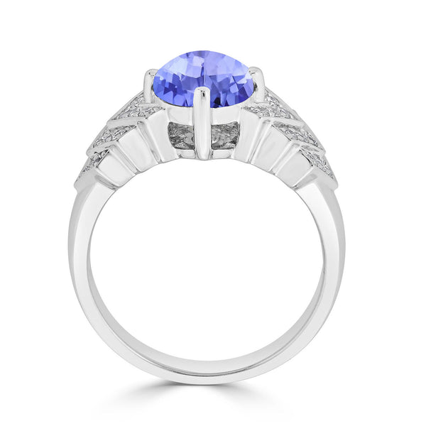 2.85ct Oval Tanzanite Ring with 0.29 cttw Diamond